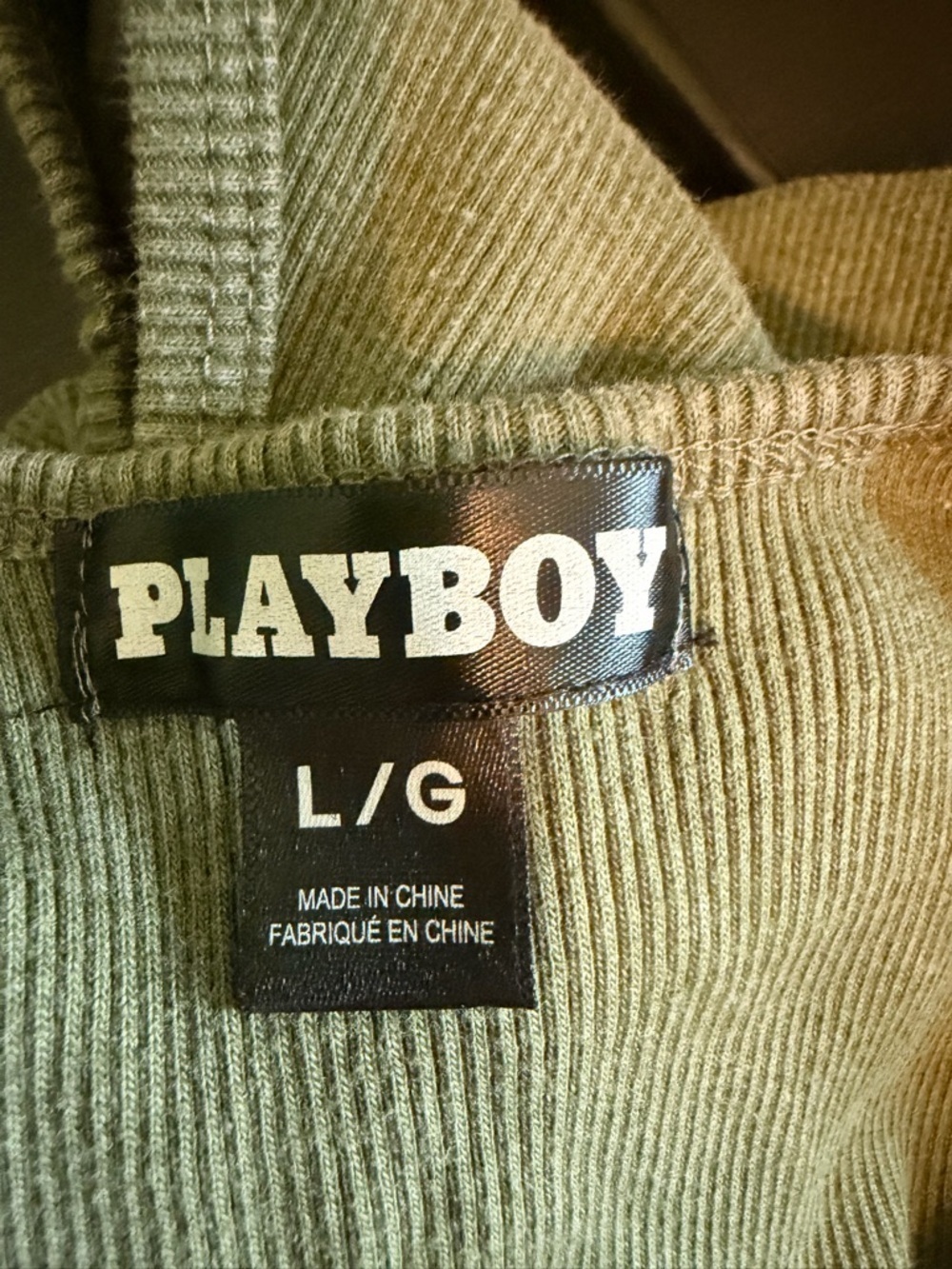 PLAYBOY Olive Ribbed Logo Crop Tank - Picture 5 of 5